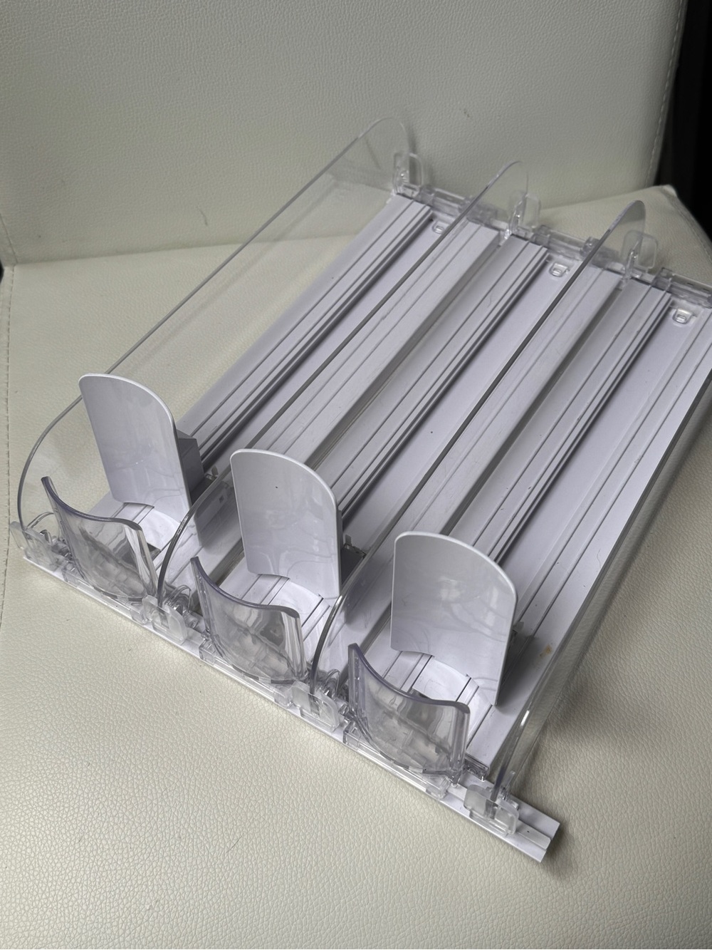 Adjustable Clear & White Soda Can Dispenser